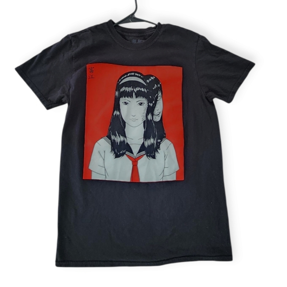 Black Graphic Tee with Anime Design